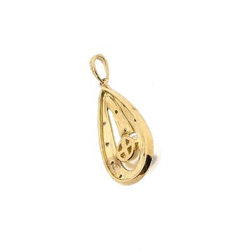9 Karaat hanger met barokparel en diamanten; 0,05 ct., Sieraden, Tassen en Uiterlijk, Bedels, Ophalen of Verzenden, Gebruikt, Goud