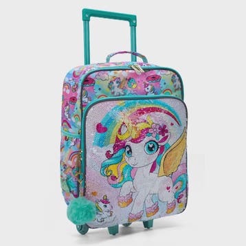 Vrolijke Kinderkoffer met Eenhoorn & Pailletten - 18 inch -, Verzenden, Nieuw