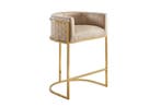 Barkruk ELEGANCE fluweelbeige met goudkleurig, Ophalen of Verzenden, Nieuw