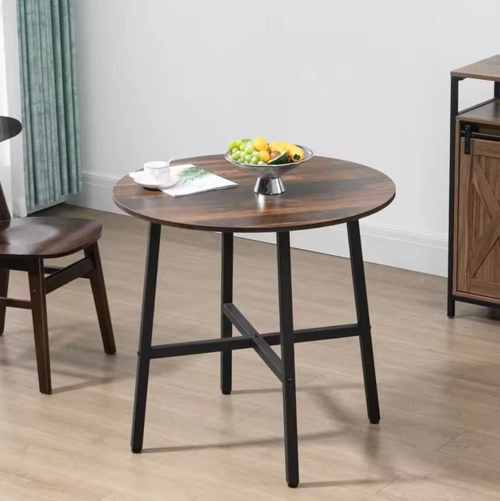 Nieuw Ronde Eettafel Vintage Look – Rustiek Bruin (80x76cm), Huis en Inrichting, Tafels | Sidetables, 50 tot 100 cm, 25 tot 50 cm