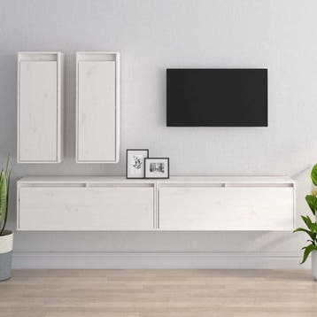 vidaXL Tv-meubelen 4 st massief grenenhout wit, Huis en Inrichting, Minder dan 50 cm, Verzenden, Nieuw, Minder dan 100 cm