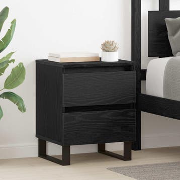 vidaXL Nachtkastje 2 st Zwart Eiken 40 x 35 x 50 cm Bewerkt, Minder dan 45 cm, Verzenden, Nieuw, Minder dan 55 cm
