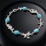 Larimar en 925 zilver rhodié. Sfeer van zon en lagune.