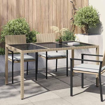 vidaXL Tuinstafel Beige 150 x 90 x 75 cm poly rattan, Verzenden, Nieuw