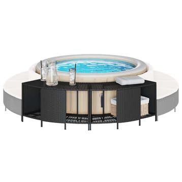 vidaXL Opbergschappen voor hottub 2 st poly rattan zwart, Tuin en Terras, Verzenden, Nieuw
