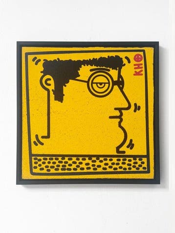 IABO - Untitled (Keith Haring - Portrait) yellow version, Antiek en Kunst