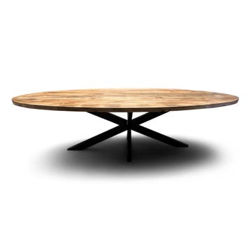 Eettafel Silvia Ovaal 300x120cm Mango Naturel, Huis en Inrichting, Ophalen of Verzenden, Nieuw