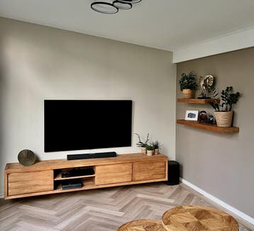 Zwevend TV meubel | teak hout | 130 tm 300cm | v.a. €475, Ophalen of Verzenden, Nieuw, Teakhout
