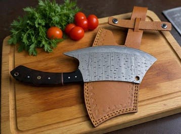 Keukenmes - Utility knife - Handgesmeed Damascus staal -, Antiek en Kunst