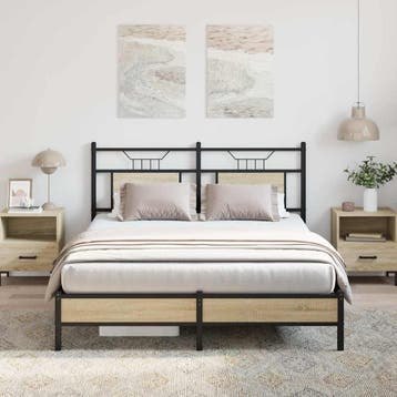 vidaXL Bedframe zonder matras hout sonoma eikenkleurig, Bruin, Verzenden, Hout, Nieuw