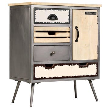 vidaXL Dressoir 65x33x76 cm massief mangohout en staal, Huis en Inrichting, Verzenden, Nieuw, Overige houtsoorten, Minder dan 50 cm