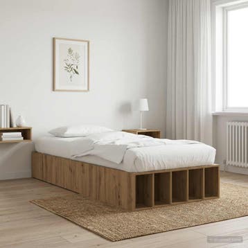 vidaXL Bedframe met opslag Artisanaal eiken 80 x 200 cm, Eenpersoons, Bruin, Verzenden, Nieuw