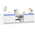 vidaXL Tv-meubel met LED 180x34x50 cm bewerkt hout wit, Verzenden, Nieuw, Overige houtsoorten
