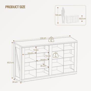 Schoenenkast - Schoenenrek - 104x60,5x30 cm - Wit - Hzuaneri, Verzenden, Zo goed als nieuw