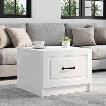 vidaXL Salontafel met lade Hoogglans Wit 49 x 50 x 37 cm, Verzenden, Nieuw, Overige houtsoorten, 50 tot 100 cm