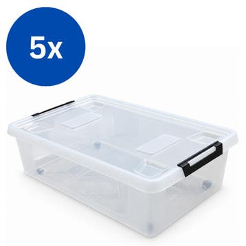 Opbergboxen - 80 Liter - met Deksel en Wieltjes - 5 Stuks, Ophalen of Verzenden, Nieuw