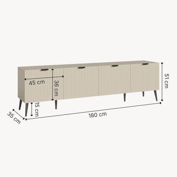 Tv-meubel Nand 180x35x51 cm havermout [en.casa], Verzenden, Nieuw