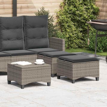vidaXL Tuinkrukken met kussens 2 st 55x55x36 cm poly rattan, Tuin en Terras, Verzenden, Nieuw, Rotan
