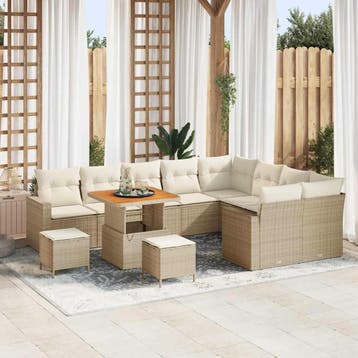 vidaXL Tuinbankenset 13 st 10-Aantal zitplaatsen Beige en, Verzenden, Nieuw, 3 zitplaatsen