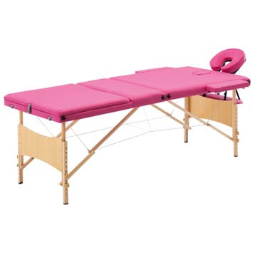 vidaXL Massagetafel inklapbaar 3 zones hout roze, Sport en Fitness, Massageproducten, Verzenden, Nieuw
