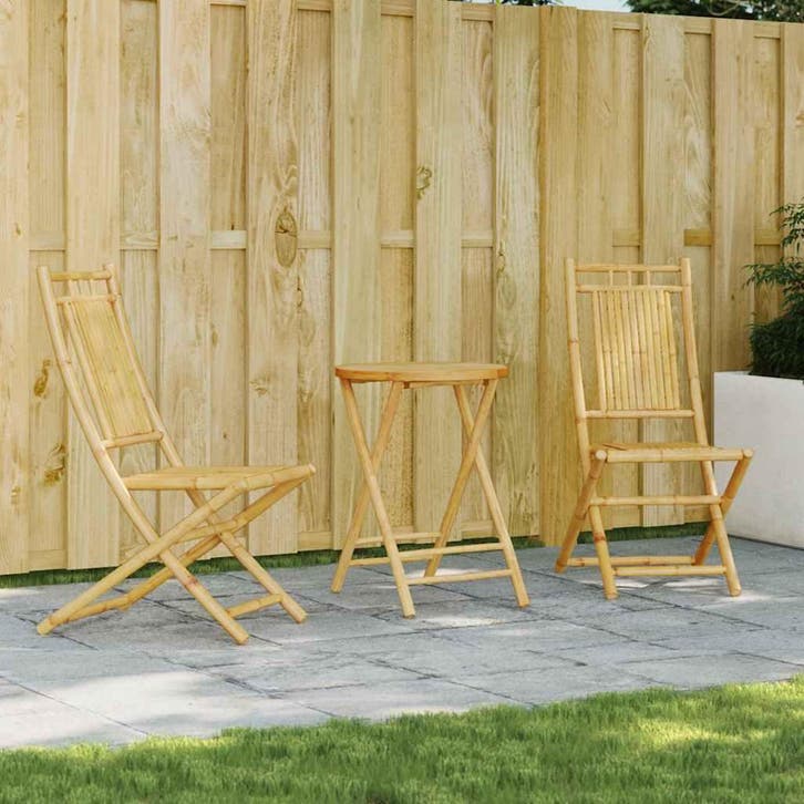 vidaXL 3-delige Bistroset bamboe, Tuin en Terras, Tuinsets en Loungesets, Nieuw, Hout, Verzenden
