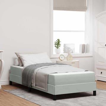 vidaXL Boxspringbed met matras Lichtgrijs 100 x 210 cm Stof, Verzenden, Nieuw, Grijs, Stof