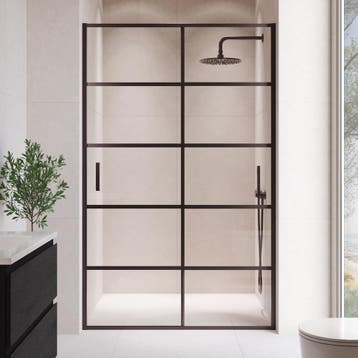 Douchewand Calgary 100 x 190 cm - Met Lijnen - Zwart, Verzenden, Nieuw, Douche
