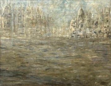 Scuola francese (XIX-XX) - La Cité dans la Brume - XL format, Antiek en Kunst, Kunst | Schilderijen | Klassiek