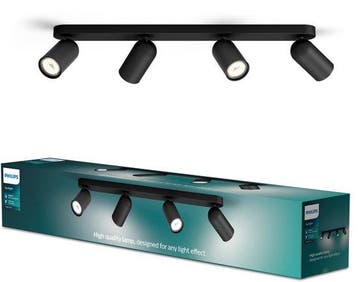 Philips Pongee opbouwspot - 4-lichts - zwart, Ophalen of Verzenden, Nieuw