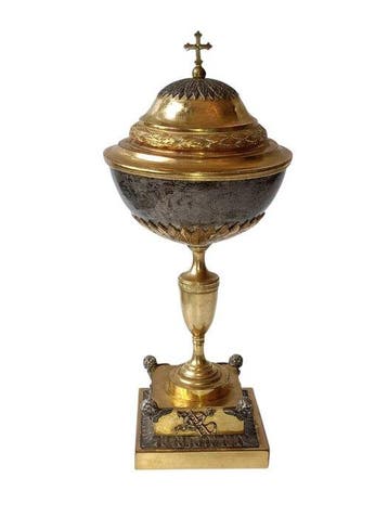 Pyxis - in brons en zilver 935. Punzone: Staat der