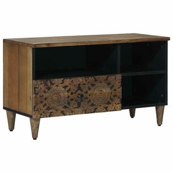 vidaXL TV-kast met lade Bruin 80 x 33,5 x 46 cm Massief, Verzenden, Nieuw