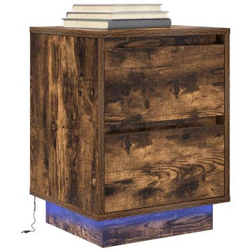 vidaXL Nachtkastje met LED-verlichting 38x34x50cm gerookt, Huis en Inrichting, Slaapkamer | Nachtkastjes, Verzenden, Nieuw, Hout
