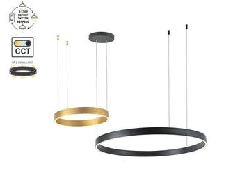Veiling - Hanglamp Zand Zwart en Goud Duo Ring 60W LED CCT 3, Nieuw