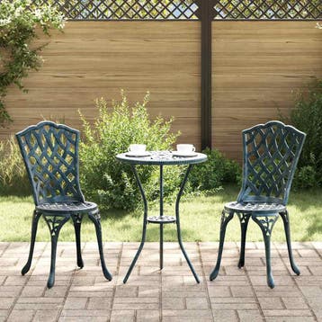 vidaXL Tuin Bistro Set 3 st Groen Aluminium, Verzenden, Nieuw, Aluminium, 3 zitplaatsen