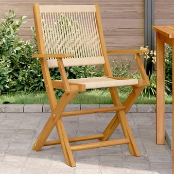 vidaXL Inklapbare stoelen 2 st massief acaciahout en, Tuin en Terras, Verzenden, Nieuw, Hout