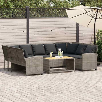 vidaXL Tuinbank met kussens poly rattan grijs, Verzenden, Nieuw