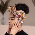 Afrikaanse Beige Floral life / hoofddoek - headwrap, Kleding | Dames, Ophalen of Verzenden, Nieuw