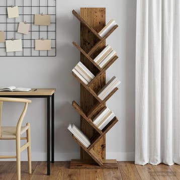 vidaXL Boom Boekenkast 6-Tier 30 x 18 x 100 cm Bewerkt hout, Verzenden, Nieuw, Overige houtsoorten, 100 tot 150 cm