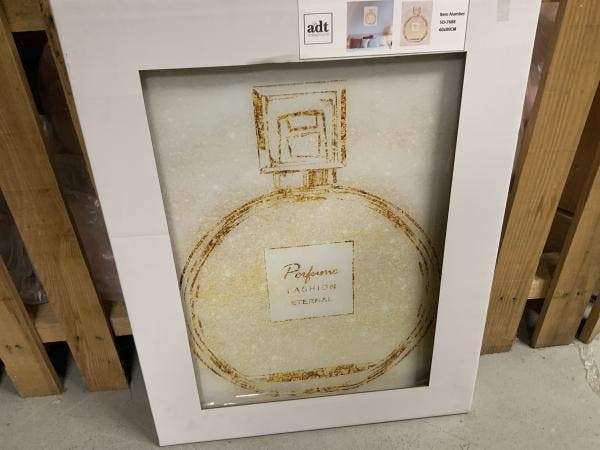Veiling - Glasschilderij parfum fles 60x80cm, Huis en Inrichting, Woonaccessoires | Wanddecoraties