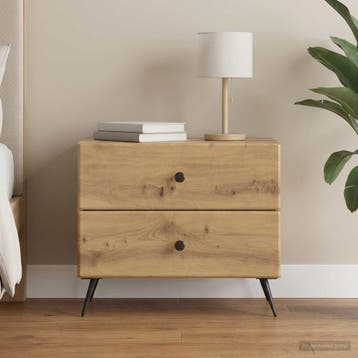 vidaXL Nachtkastje Artisanaal eiken 62 x 34,5 x 47,5 cm, Minder dan 45 cm, Verzenden, Nieuw, Minder dan 55 cm