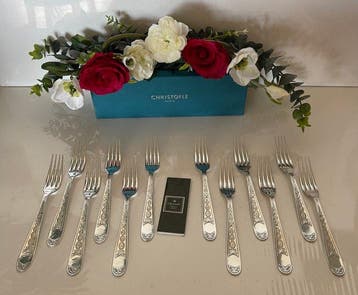 Christofle - Vork - Set van 12 eetvorken, model Villeroy -