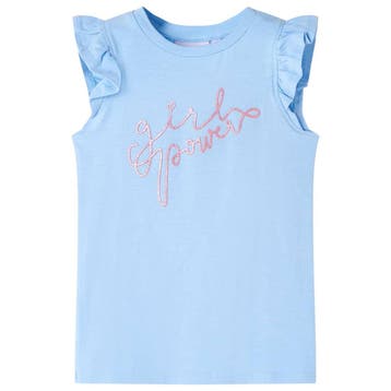 vidaXL Kindershirt met ruches aan de mouwen 104 lichtblauw, Verzenden, Nieuw