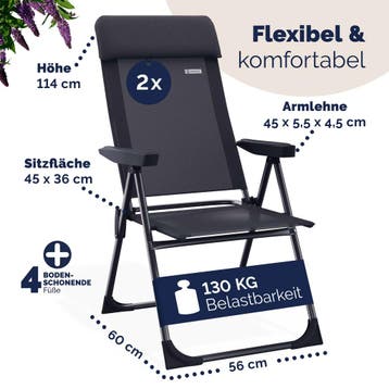 Tuinstoel met Hoge Rugleuning 2 Stuks Antraciet Aluminium, Verzenden, Nieuw