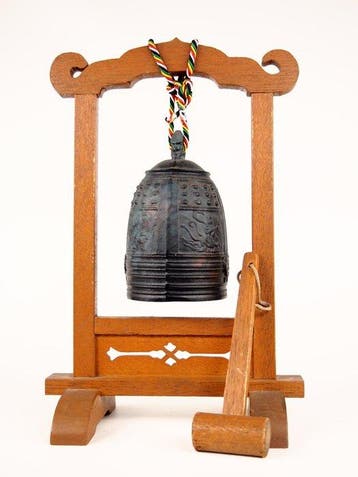 Altaarschel - Brons, Kleine bonsh  versierd met feniksen
