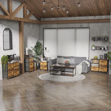 Industriële Ladekast met 3 Lades en 2 Open Planken - 44x29x9, Verzenden, Nieuw