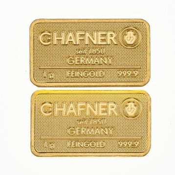 2 gram - Goud .999 - C. Hafner, Germany, Postzegels en Munten, Edelmetalen en Baren