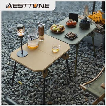 WESTTUNE Ultralichte Opvouwbare Campingtafel - Dubbel Doel,, Caravans en Kamperen, Verzenden, Nieuw