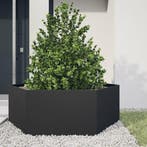vidaXL Plantenbak zeshoek 138x120x45 cm staal zwart, Tuin en Terras, Bloembakken en Plantenbakken, Verzenden, Nieuw, Metaal