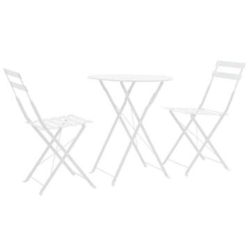 vidaXL 3-delige Bistroset staal wit, Verzenden, Nieuw, Rvs, 3 zitplaatsen