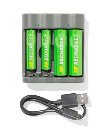 GP GP batterij lader met 4 AA batterijen, Computers en Software, Overige Computers en Software, Verzenden, Nieuw